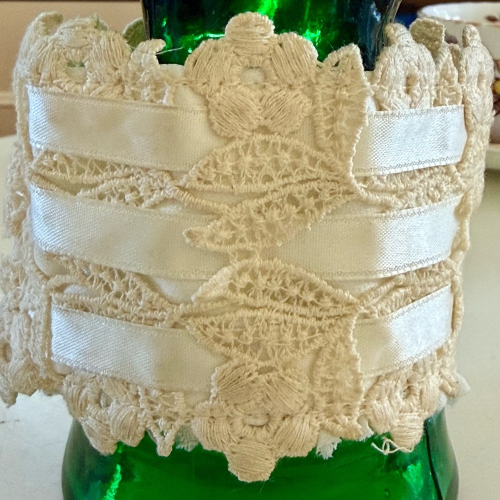 Vintage Wrist Cuff Lace & Ribbon Snap on Romantic Victorian Elegance
